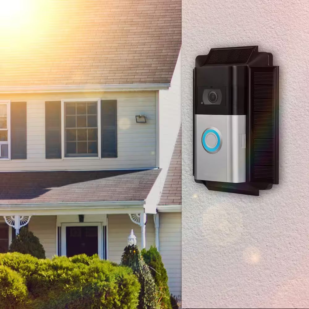 Black Solar Charger Mount for Ring Video Doorbell 3, 3 Plus, 4, Battery Doorbell Pro and plus (5-Volt 0.6-Watt)