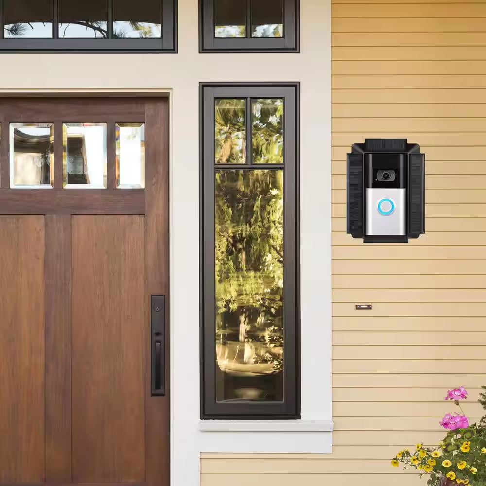 Black Solar Charger Mount for Ring Video Doorbell 3, 3 Plus, 4, Battery Doorbell Pro and plus (5-Volt 0.6-Watt)