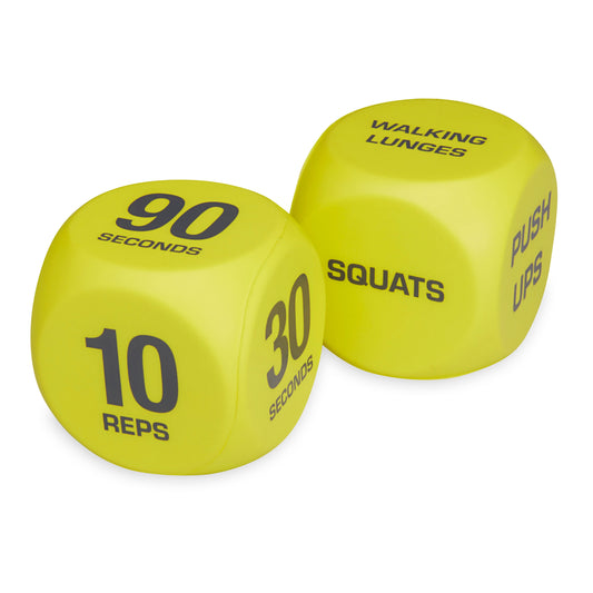 Exercise Workout Dice, 6-Sided, Foam, 2 Count, Yellow, Adult, 2 Count, Ages 18+