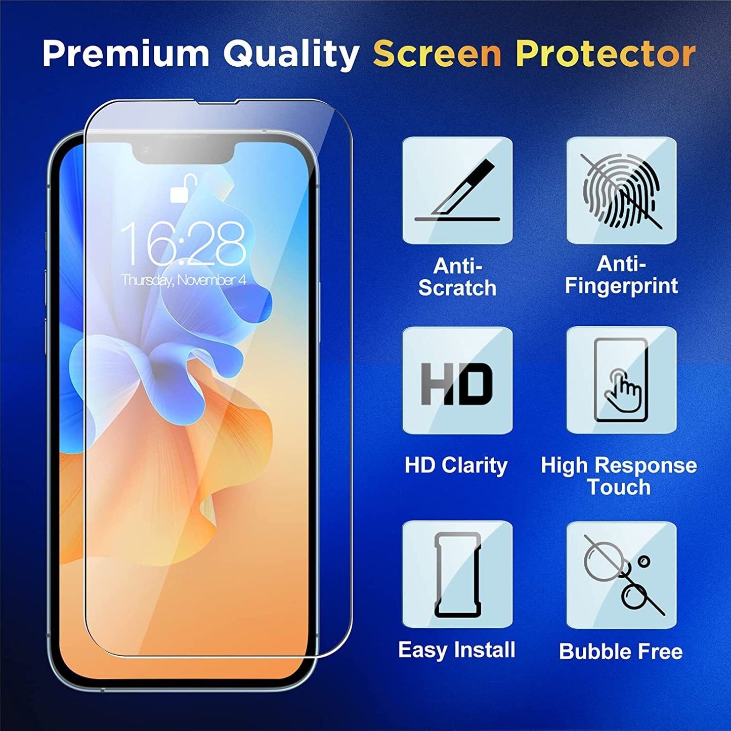 For Iphone 16 15 14 13 12 11 Pro Max Tempered Glass Screen + Camera Protector