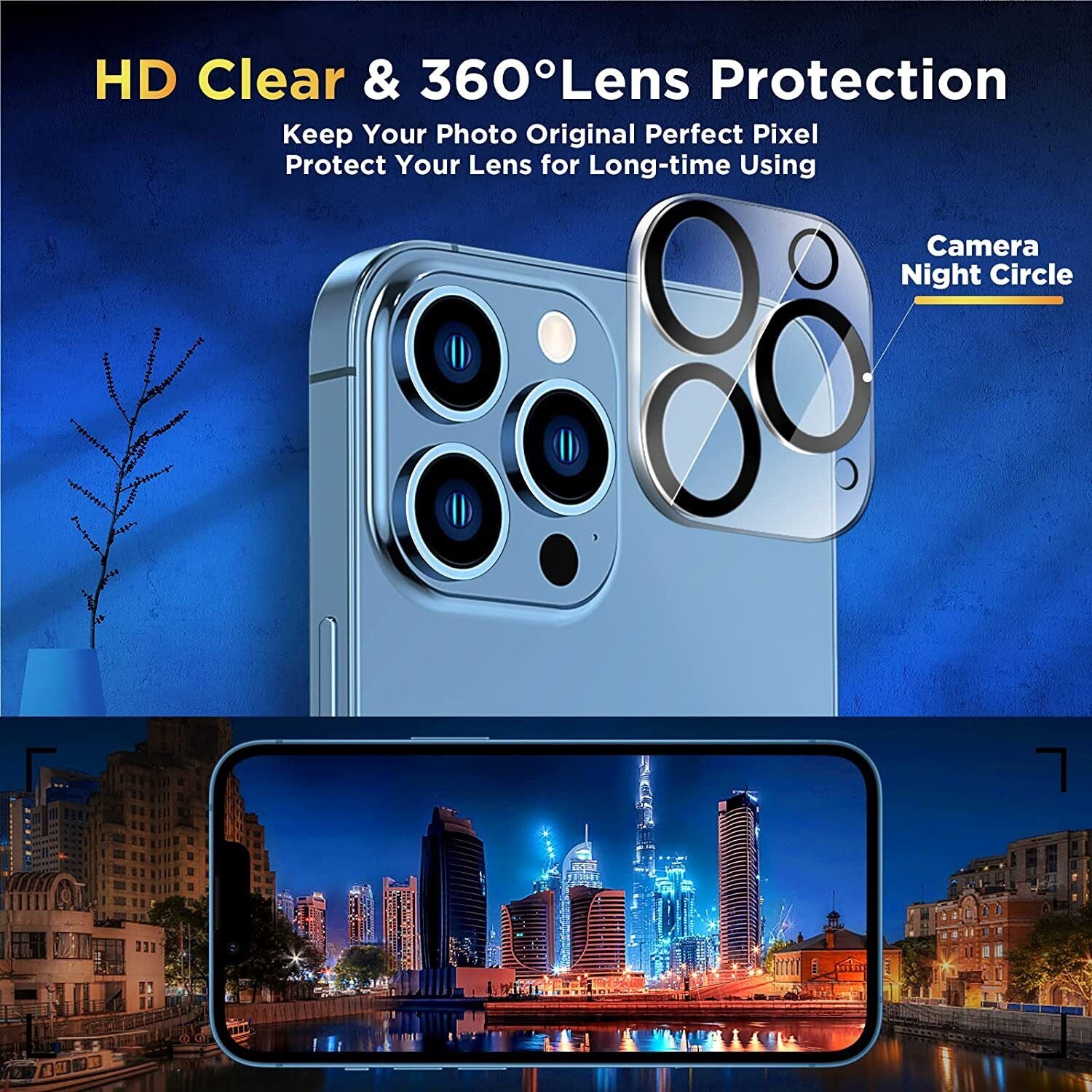 For Iphone 16 15 14 13 12 11 Pro Max Tempered Glass Screen + Camera Protector