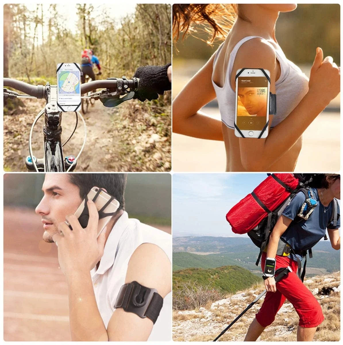 3 in 1 Running Phone Armband, 360Rotatable Bike Phone Holder, with Rugged Case, Black