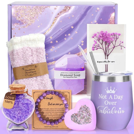 Gift Baskets Set for Women, 0 Pack Bath and Body Set for Christmas Holiday Birthday Gift, Purple