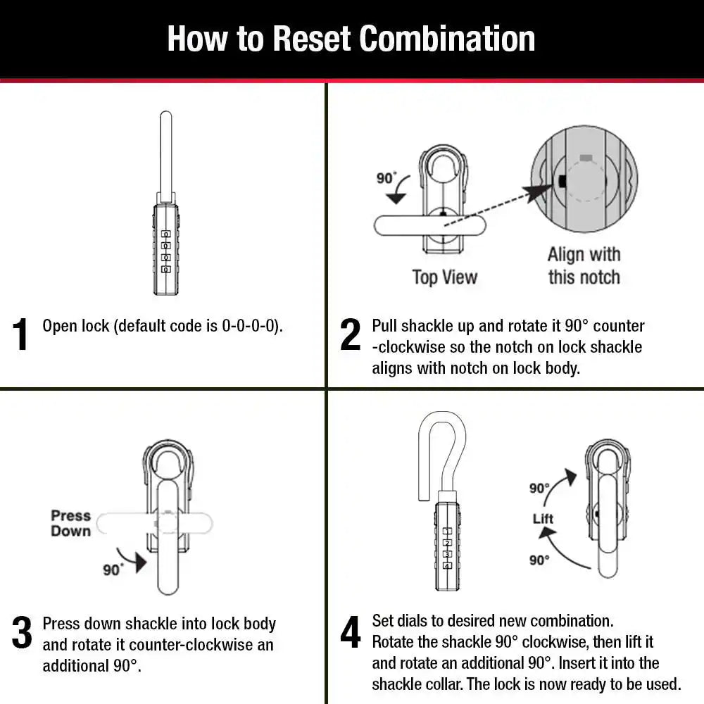 TSA Approved Combination Luggage Lock, Resettable, Extended Shackle