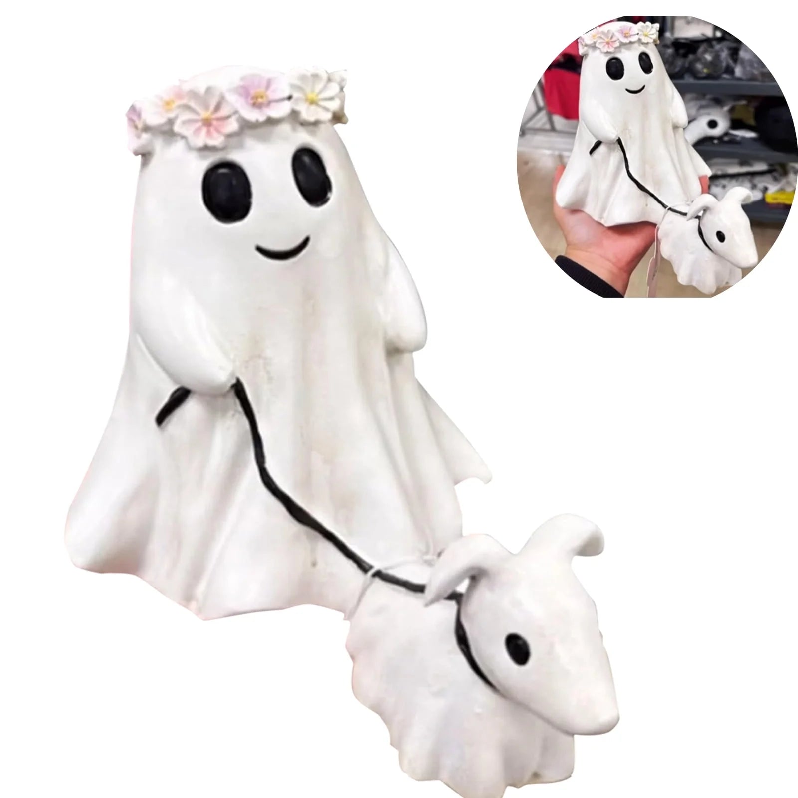 Ghost Walking Dog Statue, Ghost Walking Dog Statue,Ghost Walking His Ghost Dog Ghost Dog Statues Spooky Ghost Dog Figurine Home Tabletop Decorations, Figurines