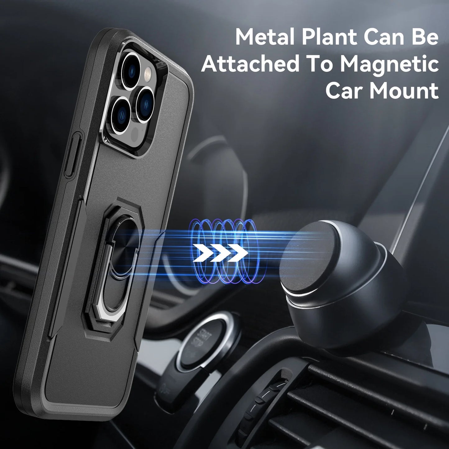 Phone Case with Ring Stand for Iphone 14 Pro Max/14 Pro/14 Plus/14 Shockproof Armor Cover, Black