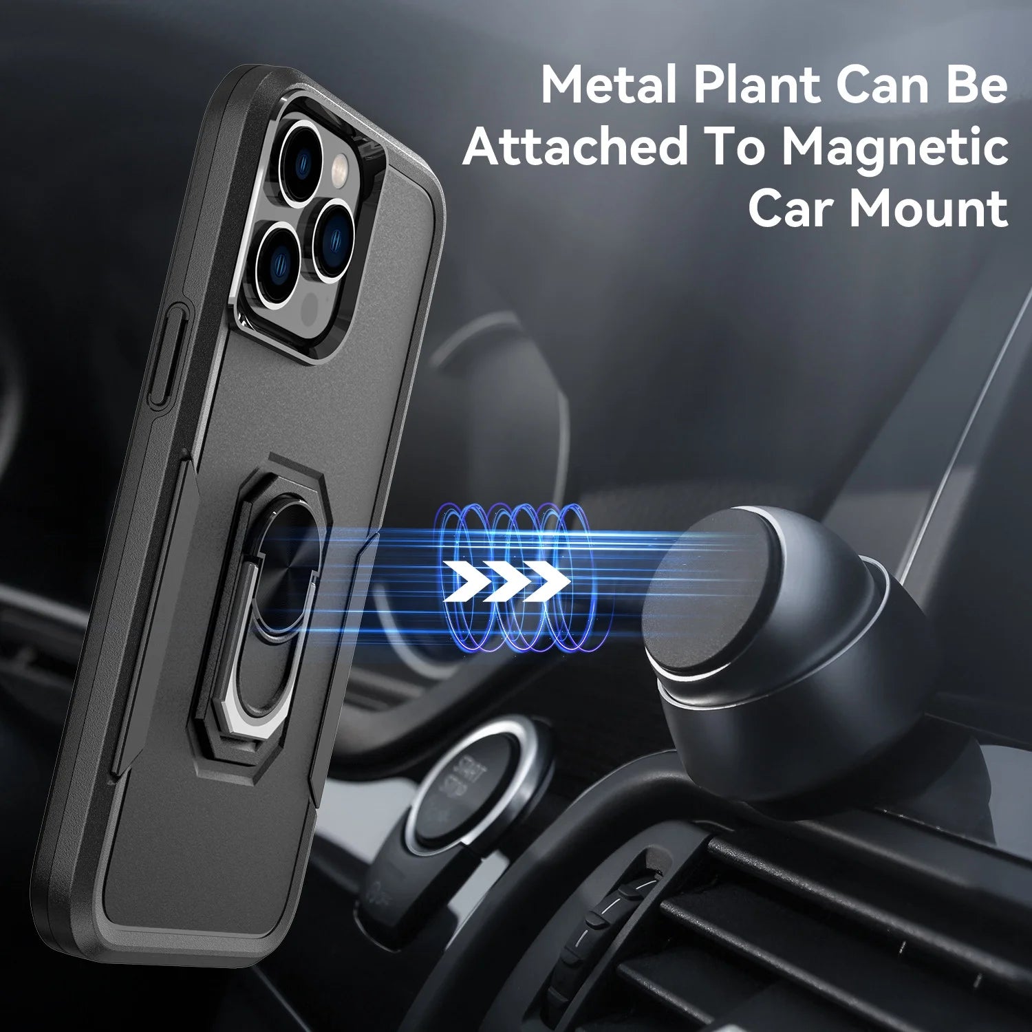 Phone Case with Ring Stand for Iphone 14 Pro Max/14 Pro/14 Plus/14 Shockproof Armor Cover, Black