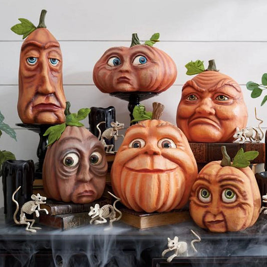 Assorted Sizes Fall Thanksgiving Pumpkin Decor 7.3" Rustic Harvest Artificial Pumpkins for Halloween, Durable Pumpkins Decoration for Fall Home Farmhouse Harvest Thanksgiving Decorative 1PCS