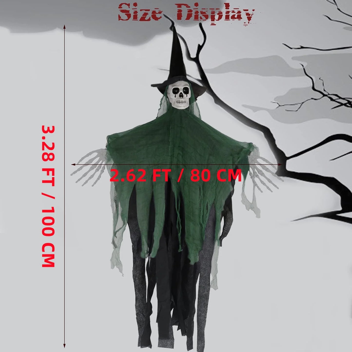 Halloween Hanging Ghost, 32 X 40 Inch  Hanging Halloween Skeleton Ghosts Decorations, Grim Reapers for Best Halloween Outdoor Decorations, Orange