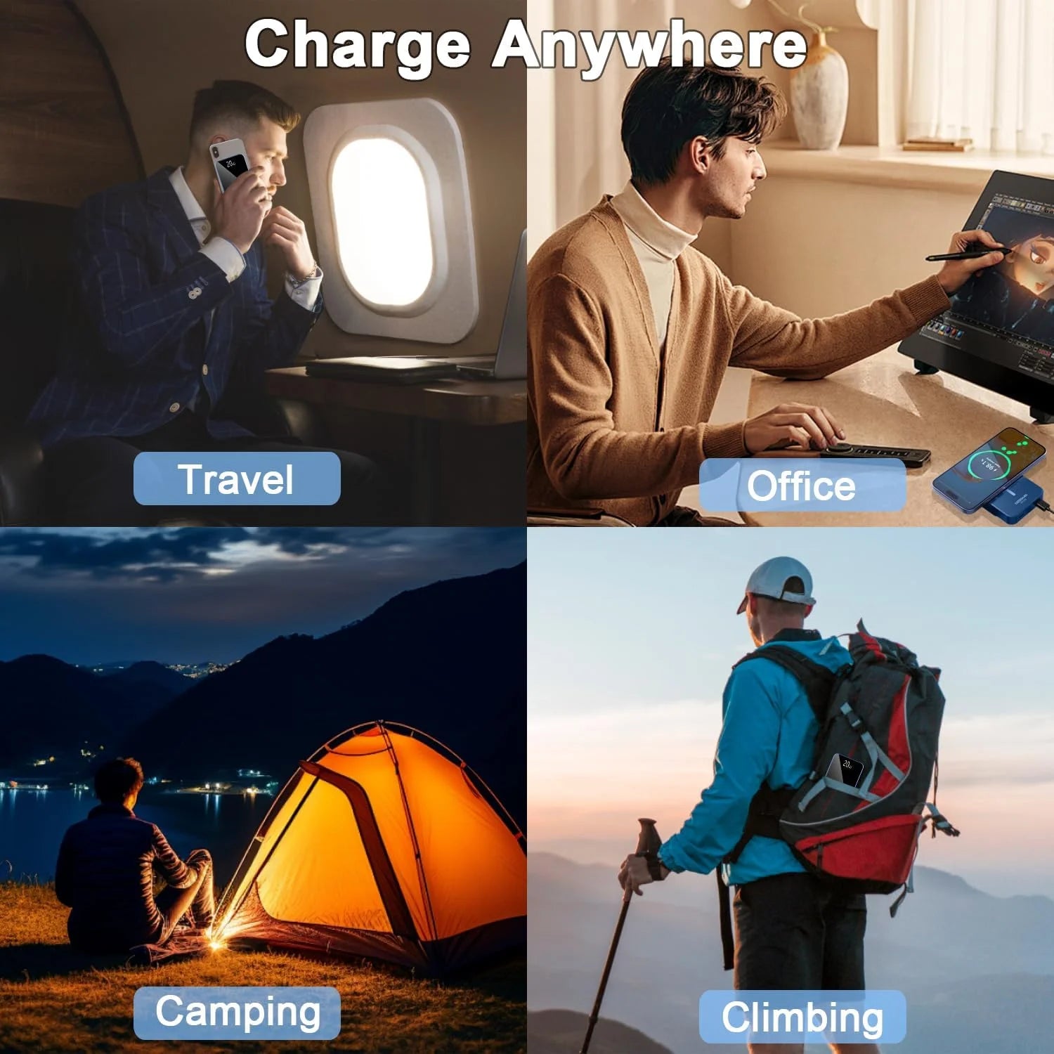 Magnetic Wireless Portable Charger, 10000Mah Power Bank with Pd20W Fast Charging, USB C In&Out Battery Pack, Compatible with Mag-Safe for Iphone 16/15/14/13/12 Series, Samsung, Android, and More