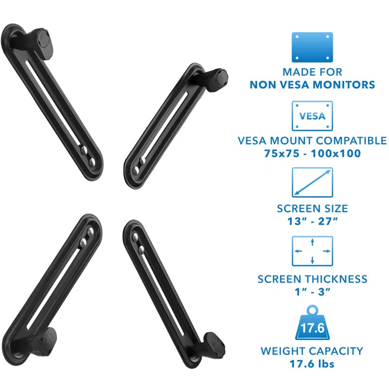! VESA Mount Adapter Mounting Kit for Non-Vesa HP ACER Samsung DELL Asus Monitors 13" to 27"