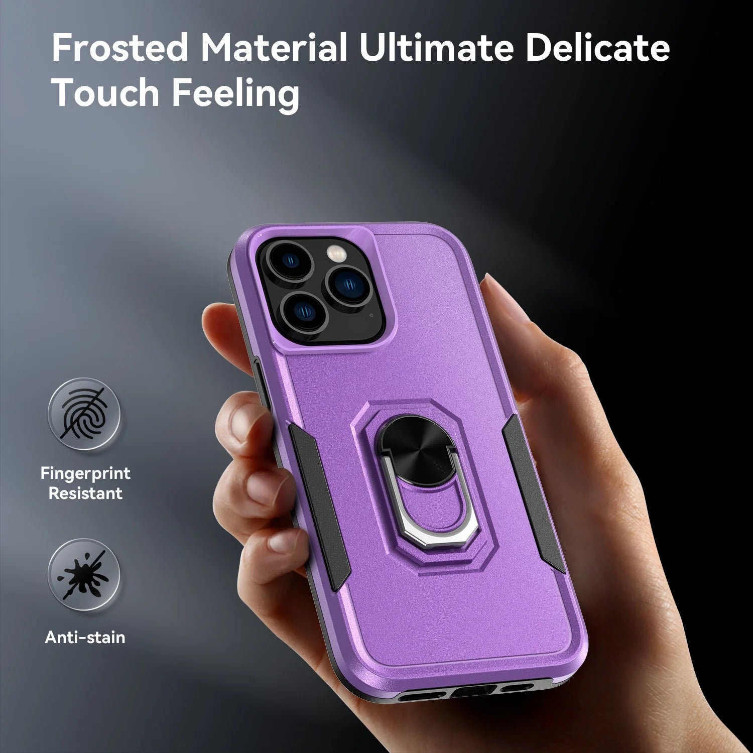 Phone Case with Ring Stand for Iphone 14 Pro Max/14 Pro/14 Plus/14 Shockproof Armor Cover, Purple