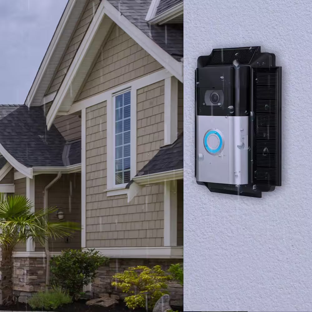 Black Solar Charger Mount for Ring Video Doorbell 3, 3 Plus, 4, Battery Doorbell Pro and plus (5-Volt 0.6-Watt)