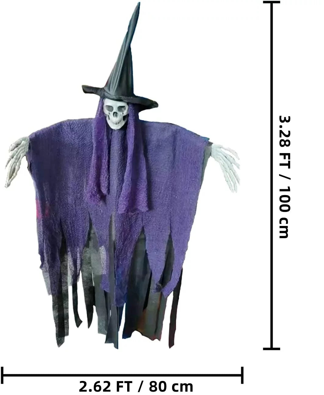 Halloween Hanging Ghost, 32 X 40 Inch  Hanging Halloween Skeleton Ghosts Decorations, Grim Reapers for Best Halloween Outdoor Decorations, Purple