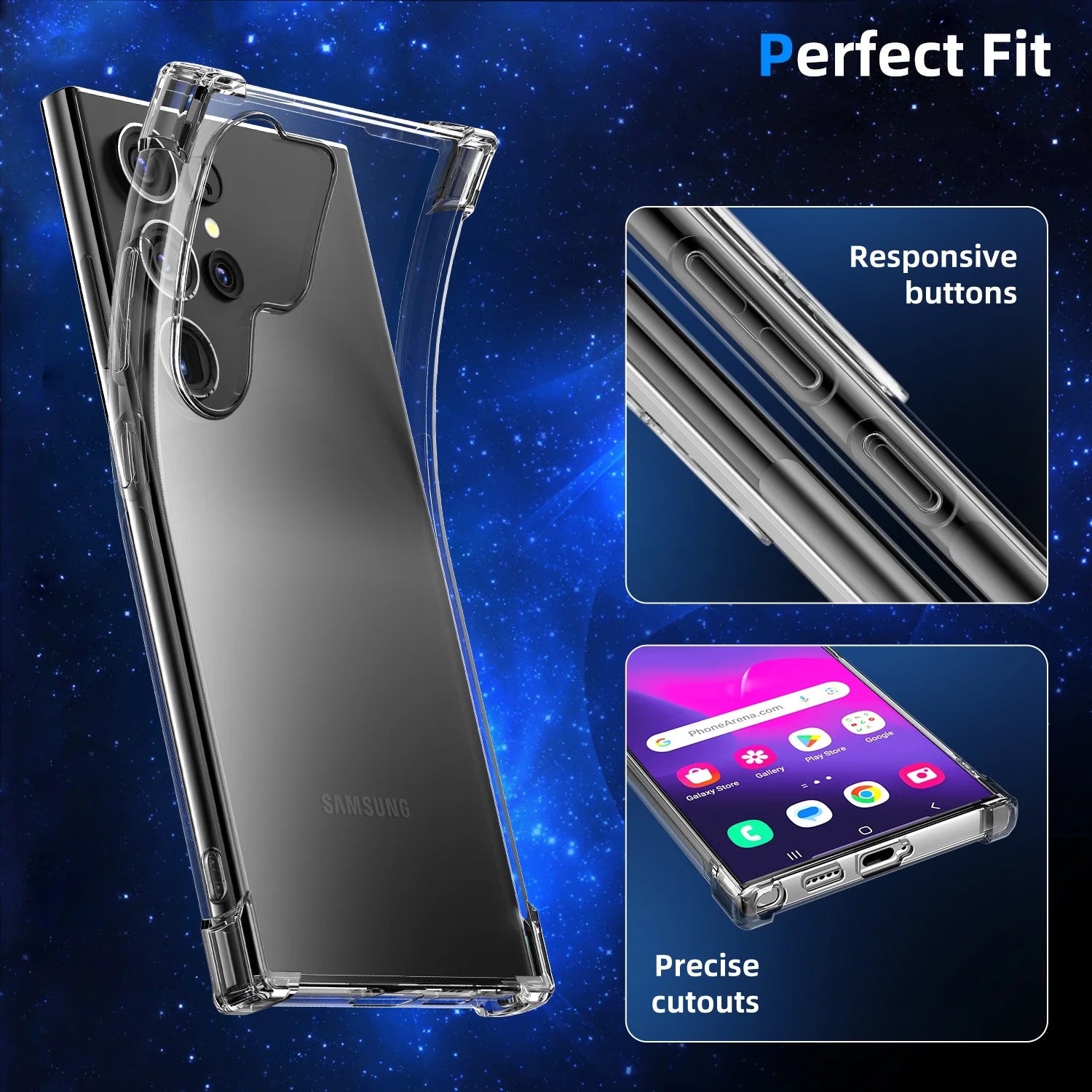 Case for Samsung Galaxy S24 Ultra/S24 Plus/S24 Shockproof TPU Crystal Phone Cover, Clear