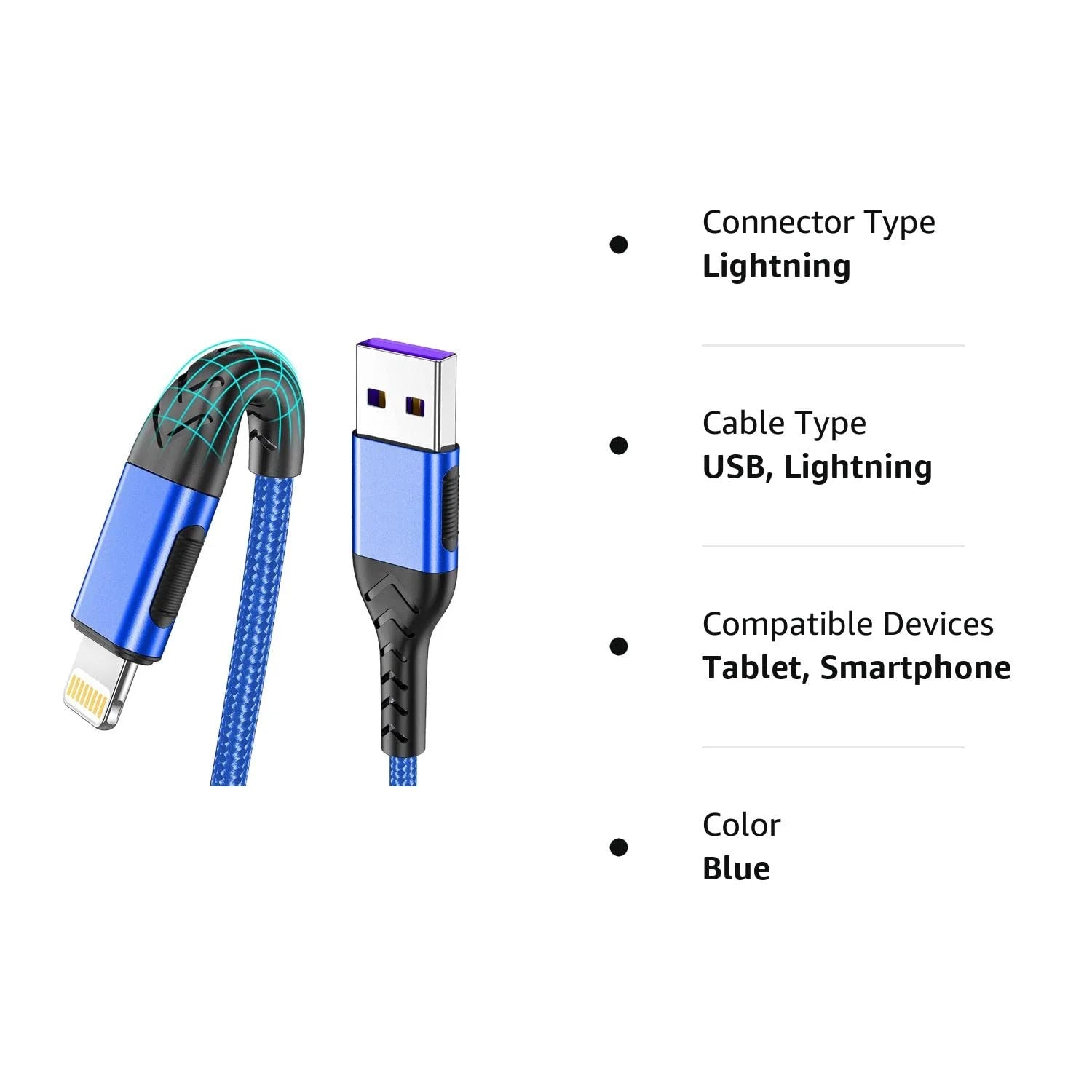 3Pack I-Phone Charger 10Ft Cord Lightnin Fast Charging Cable for I-Phone , I.Pad - Blue