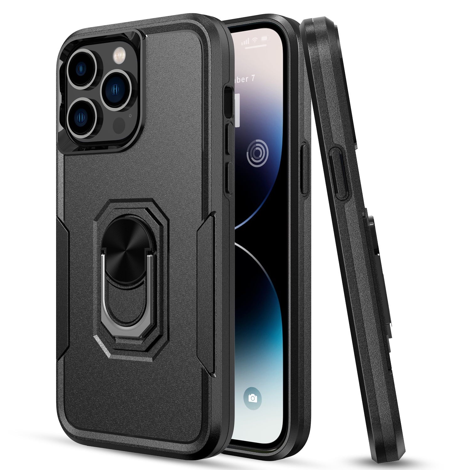 Phone Case with Ring Stand for Iphone 14 Pro Max/14 Pro/14 Plus/14 Shockproof Armor Cover, Black