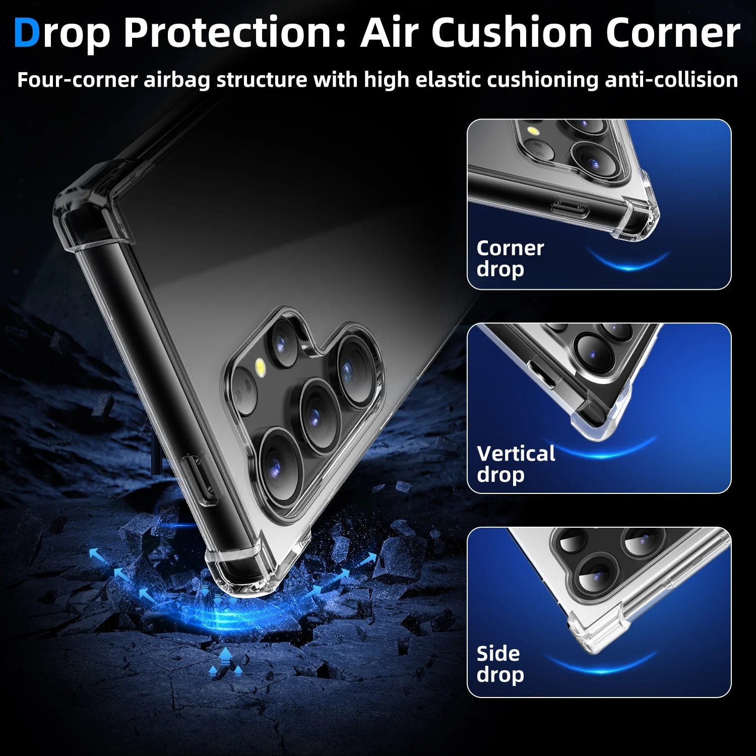 Case for Samsung Galaxy S24 Ultra/S24 Plus/S24 Shockproof TPU Crystal Phone Cover, Clear