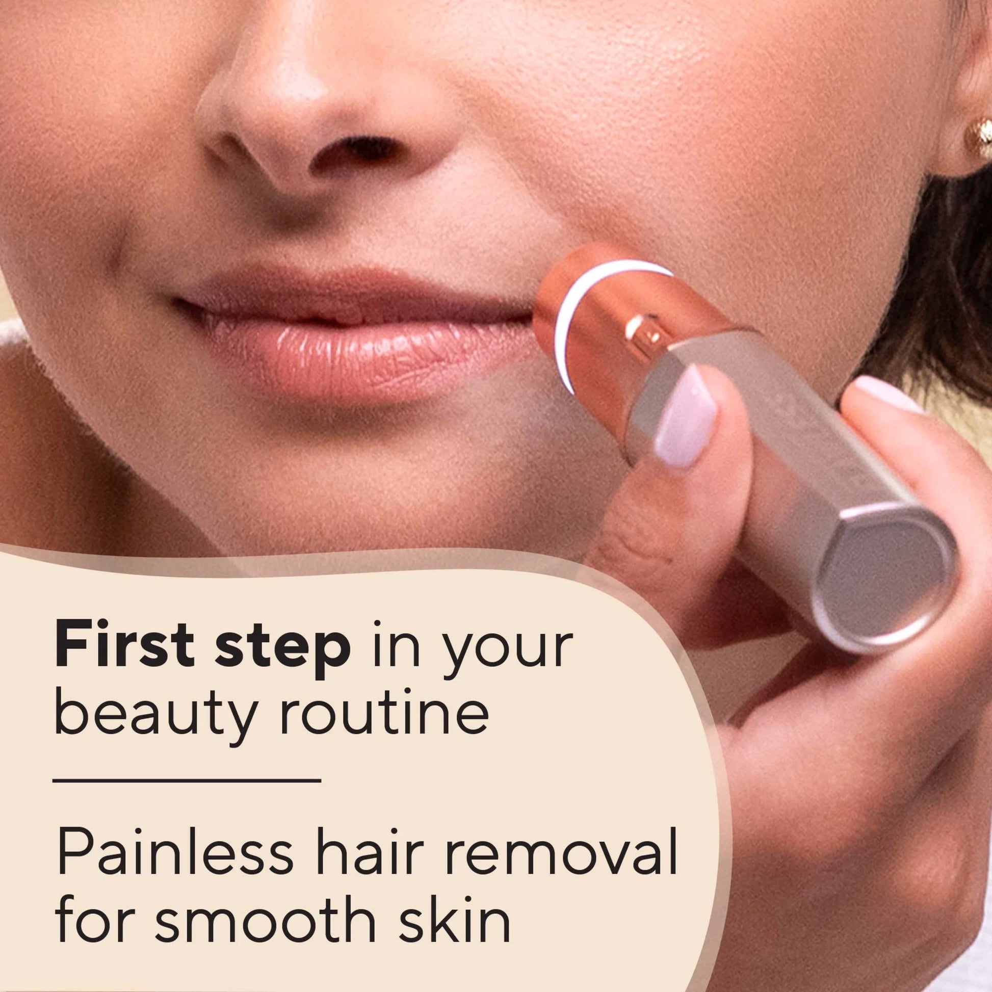 Finishing Touch  Facial Hair Remover for Women, Rose Gold Electric Face Razor with LED Light