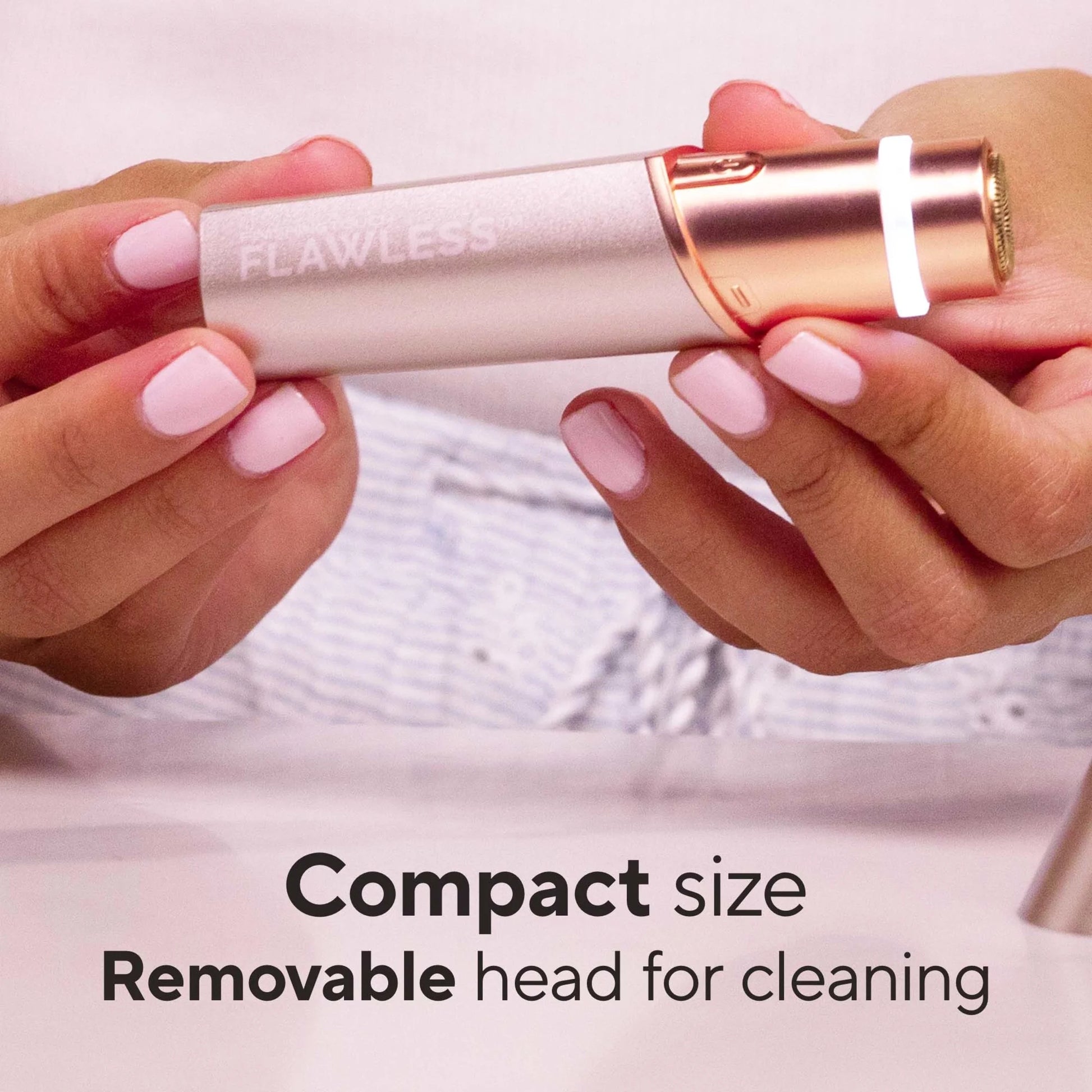 Finishing Touch  Facial Hair Remover for Women, Rose Gold Electric Face Razor with LED Light