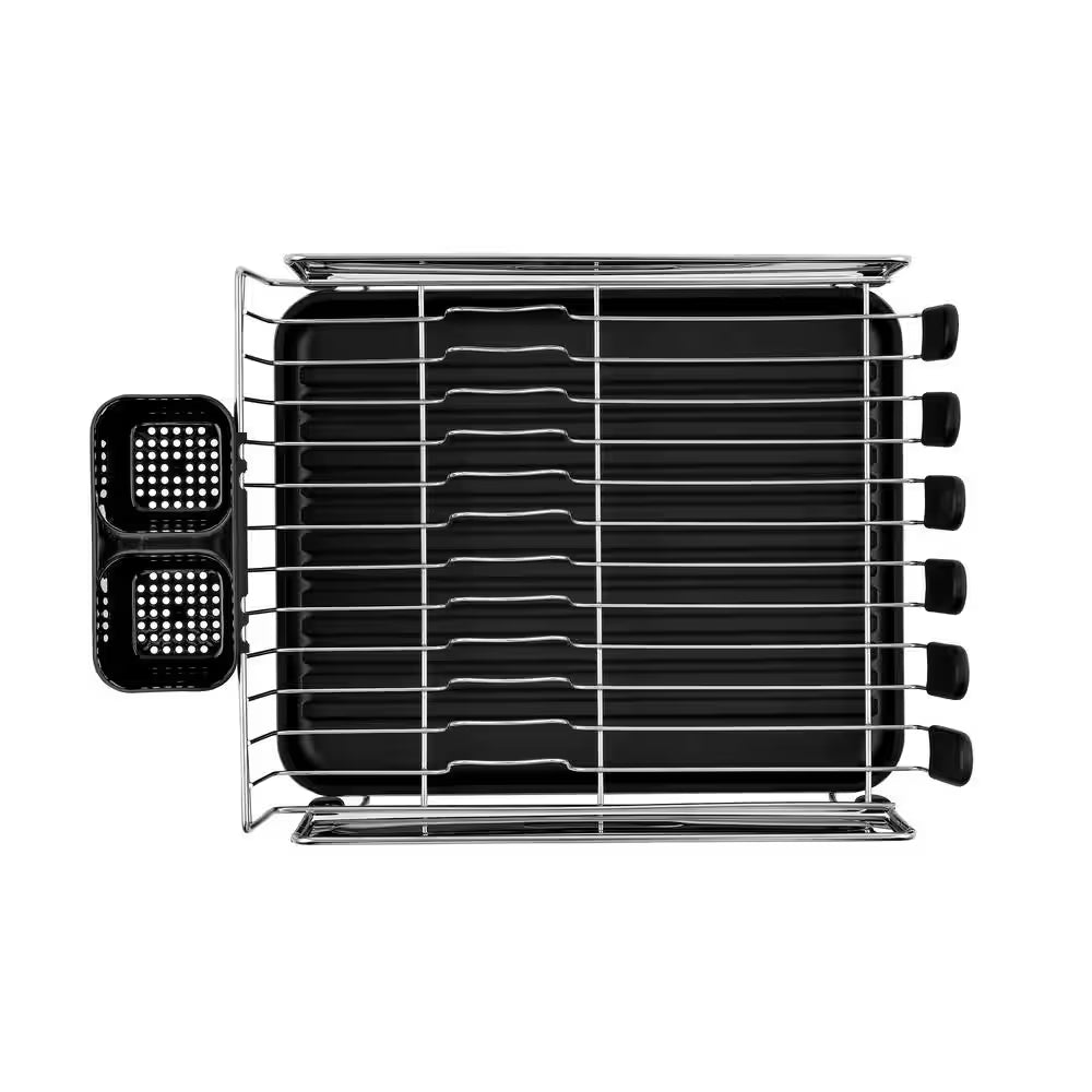 Compact 17.25 In. Stainless Steel Black Fingerprint-Proof Stainless Steel Dish Rack with Wine Glass Holder