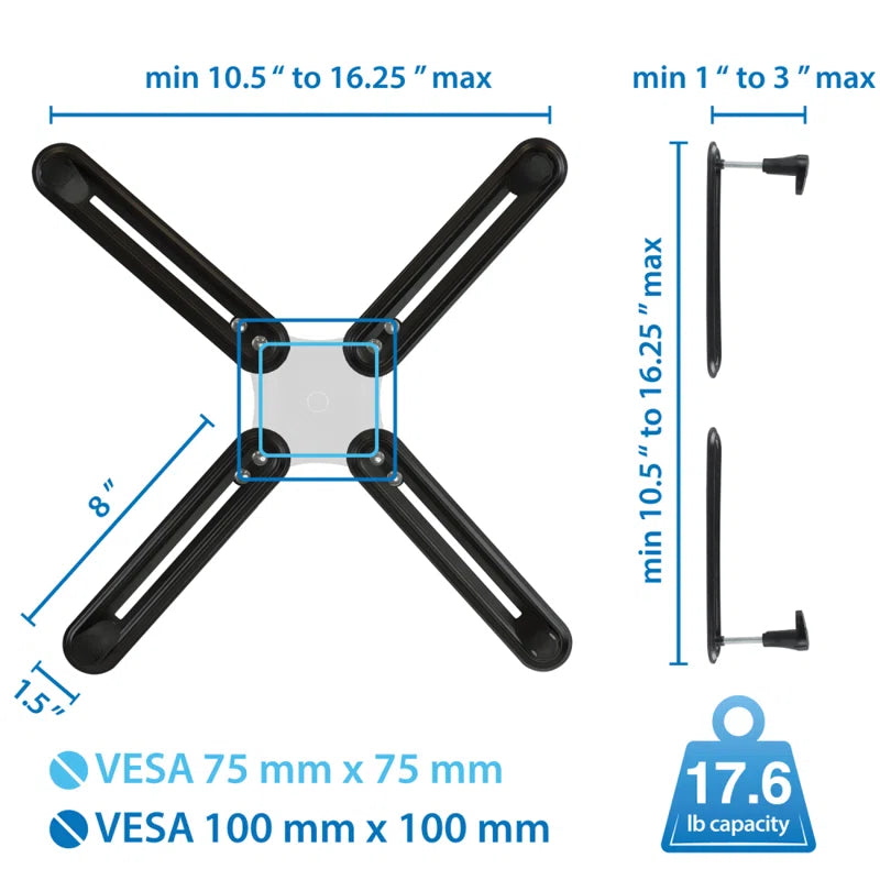 ! VESA Mount Adapter Mounting Kit for Non-Vesa HP ACER Samsung DELL Asus Monitors 13" to 27"