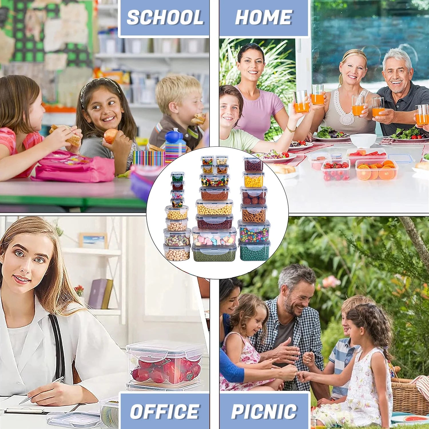 50 Pcs Airtight Food Storage Containers Set, Plastic Leak-Proof Canisters for Cereal Flour Sugar, BPA Free Stackable Lunch Boxes, Includes 24 Containers, 24 Lids(Labels & Marker)