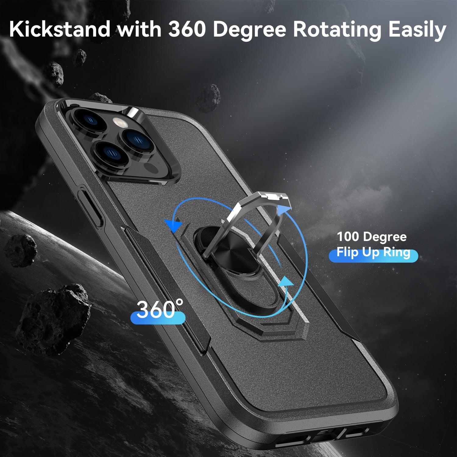 Phone Case with Ring Stand for Iphone 14 Pro Max/14 Pro/14 Plus/14 Shockproof Armor Cover, Black