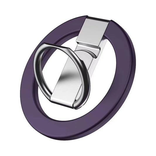 Cell Phone Ring Holder Stand, 360 Degree Rotation Finger Ring Kickstand Ultra-Thin Magnetic Car Mount Cell Phone Back Grip Foldable Stand, Purple