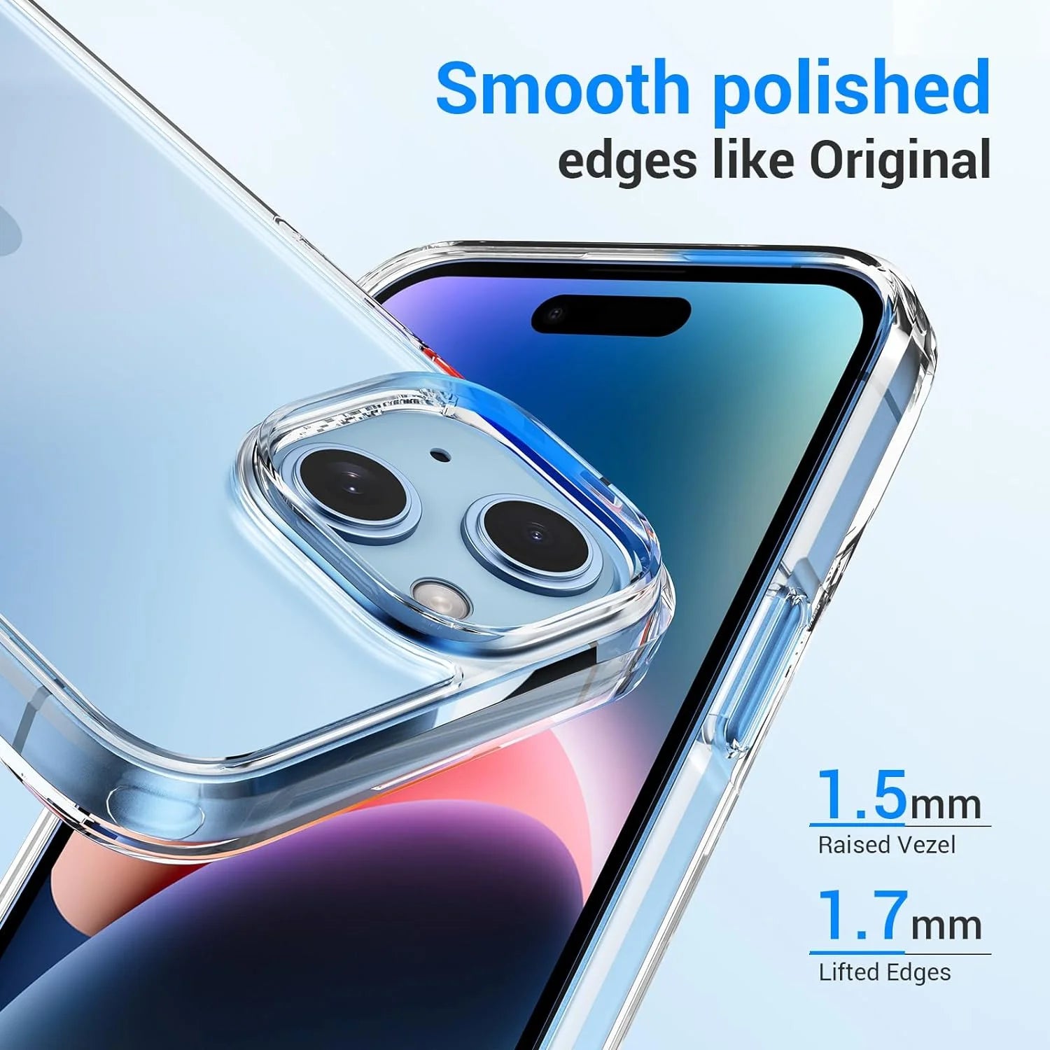 Heavy Duty Transparent Phone Case Designed for Apple Iphone 15 Clear Case with 2 Screen Protector and 2 Camera Lens, Shockproof Dropproof Slim Clear Case for Apple Iphone 15