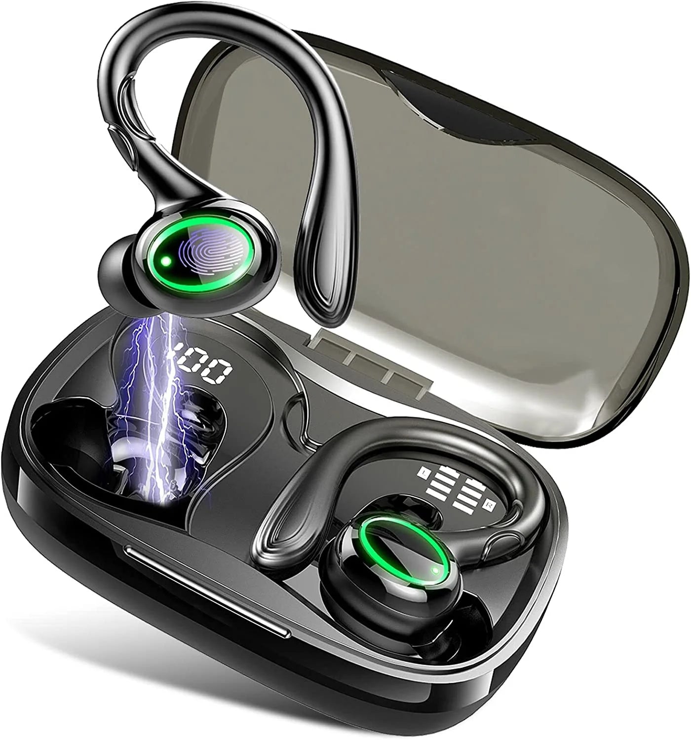 Wireless Earbuds, Bluetooth 5.3 Headphones Bass Stereo, Bluetooth Earbuds with Noise Cancelling Mic, IP7 Waterproof in Ear Earphones, 36H LED Display Ear Buds for Laptop Pad Phones Sports