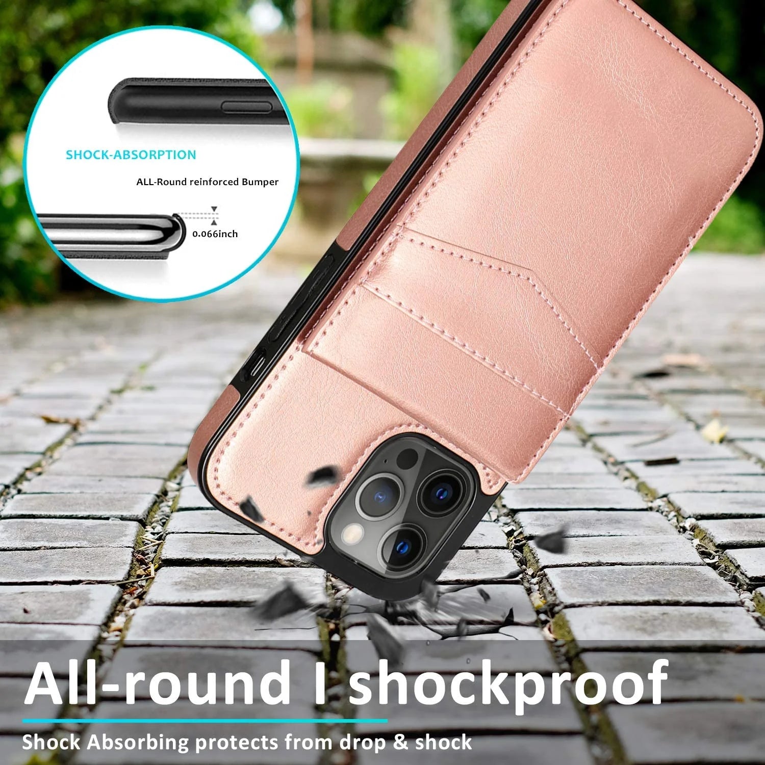 Wallet Case for Apple Iphone 14 Pro Leather Wallet Card Holder Case, Built in Kickstand with 6 Card Slots Holder for Apple Iphone 14 Pro, Pink