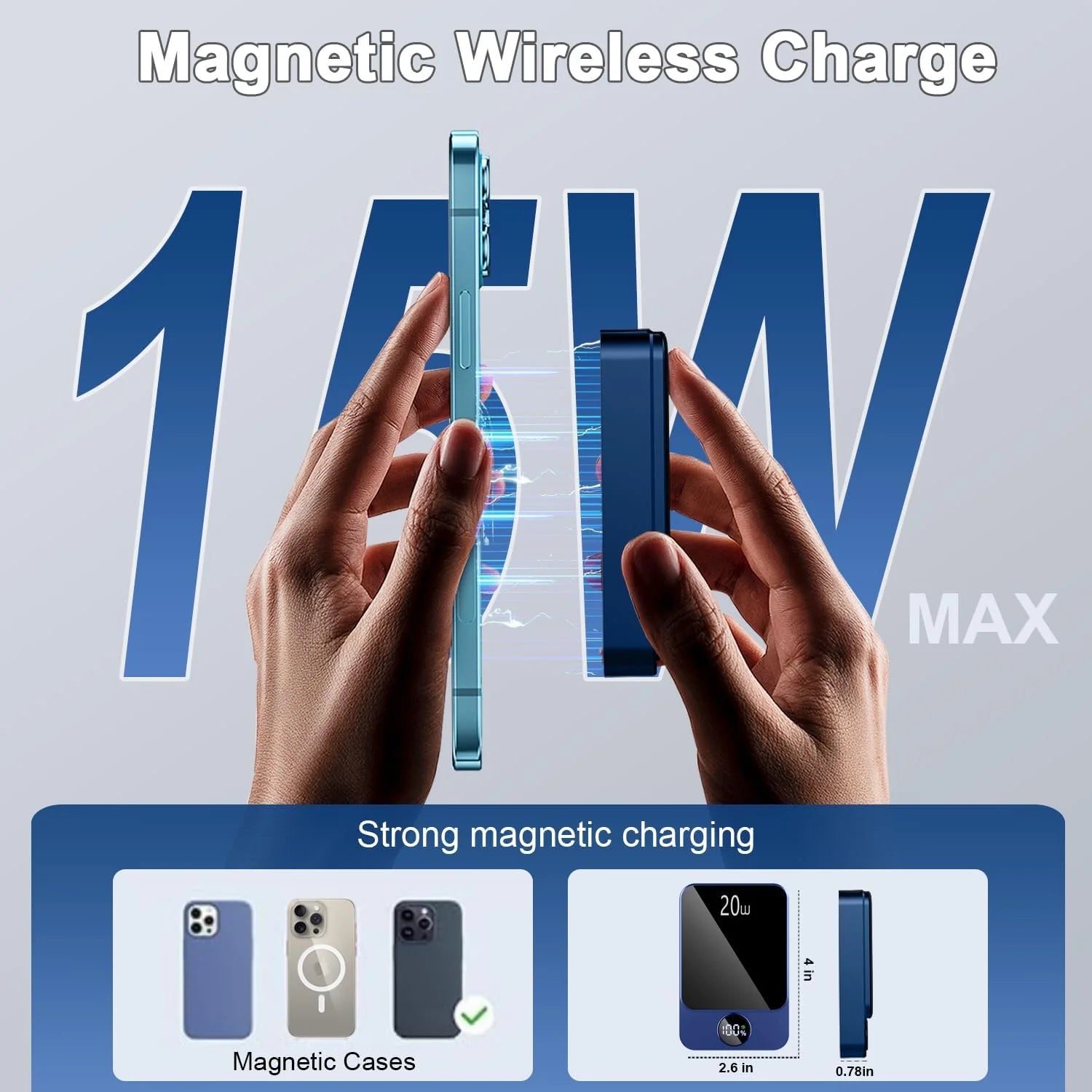 Magnetic Wireless Portable Charger, 10000Mah Power Bank with Pd20W Fast Charging, USB C In&Out Battery Pack, Compatible with Mag-Safe for Iphone 16/15/14/13/12 Series, Samsung, Android, and More