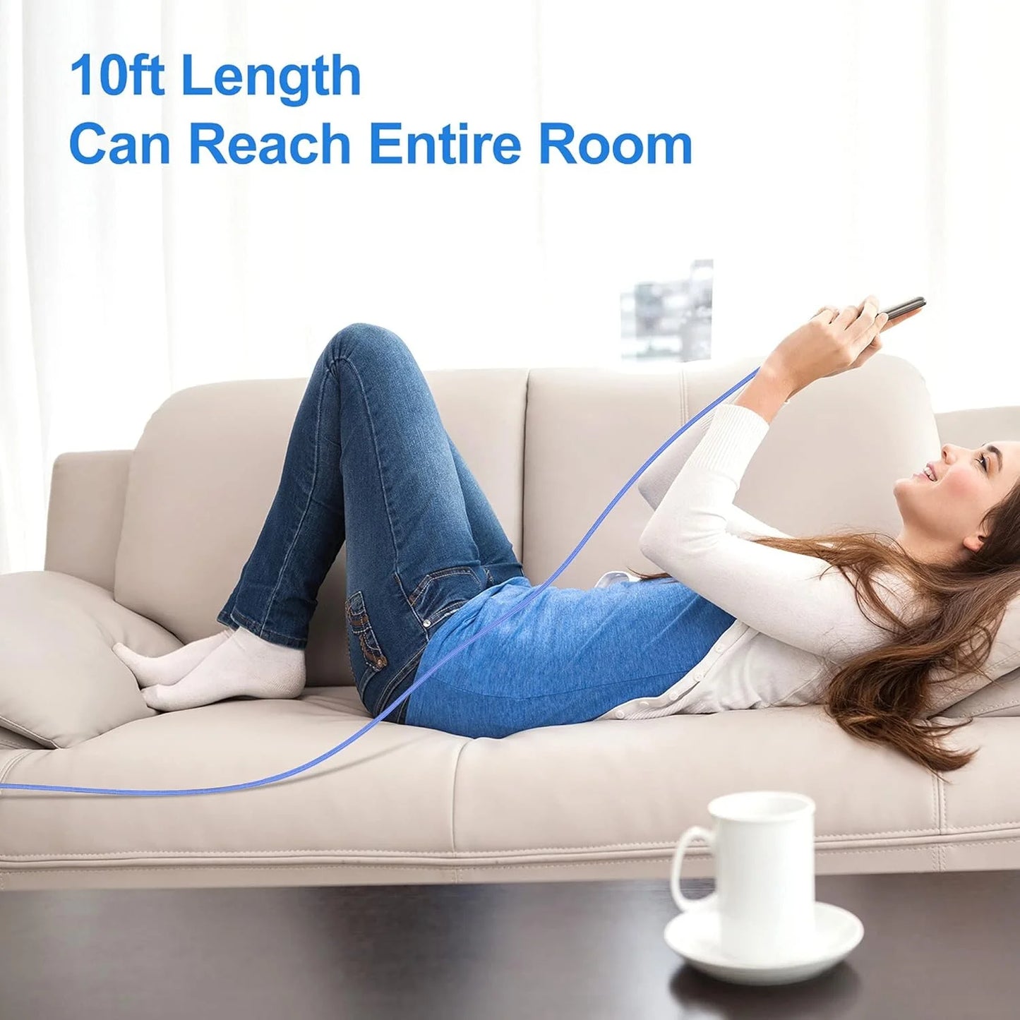 3Pack I-Phone Charger 10Ft Cord Lightnin Fast Charging Cable for I-Phone , I.Pad - Blue