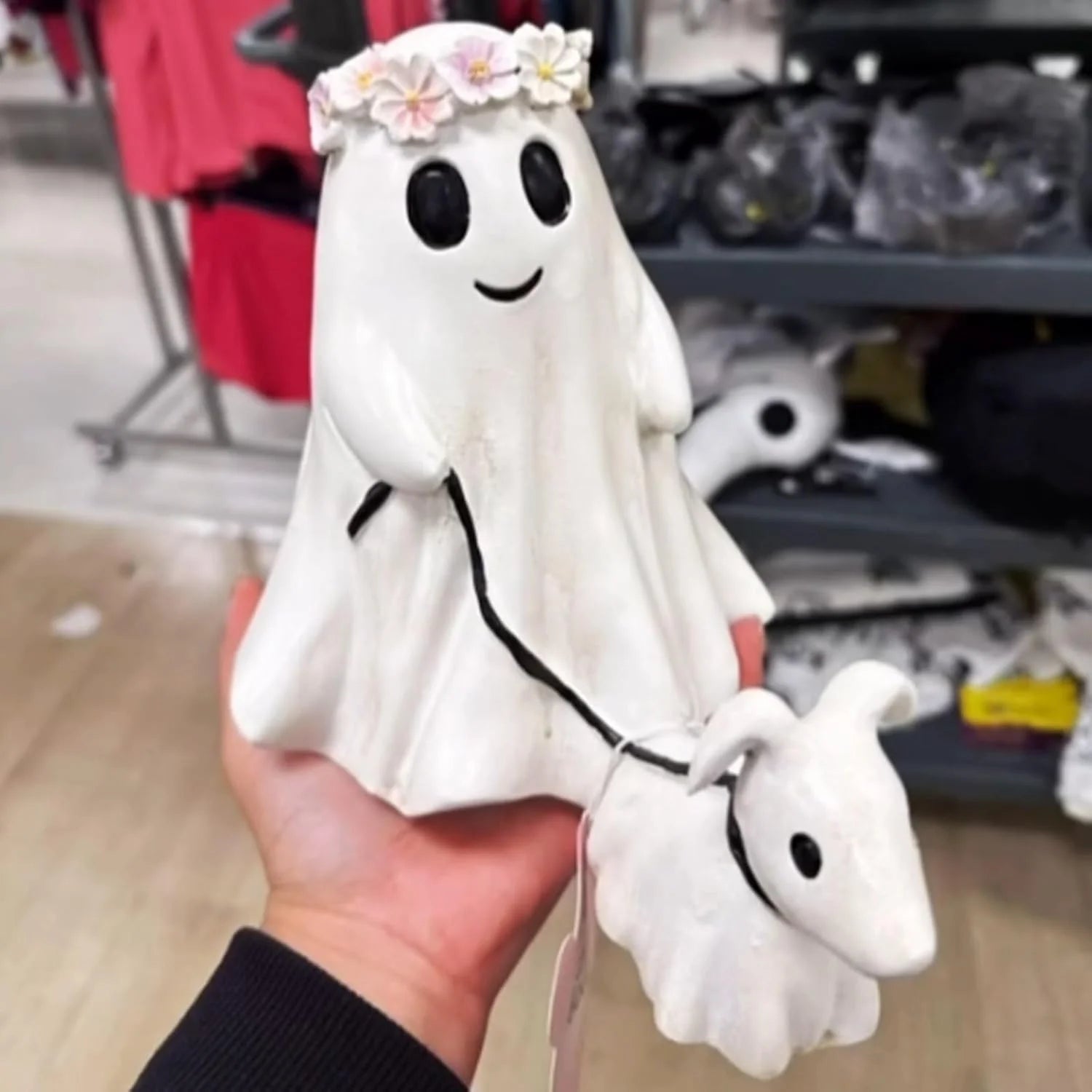 Ghost Walking Dog Statue, Ghost Walking Dog Statue,Ghost Walking His Ghost Dog Ghost Dog Statues Spooky Ghost Dog Figurine Home Tabletop Decorations, Figurines
