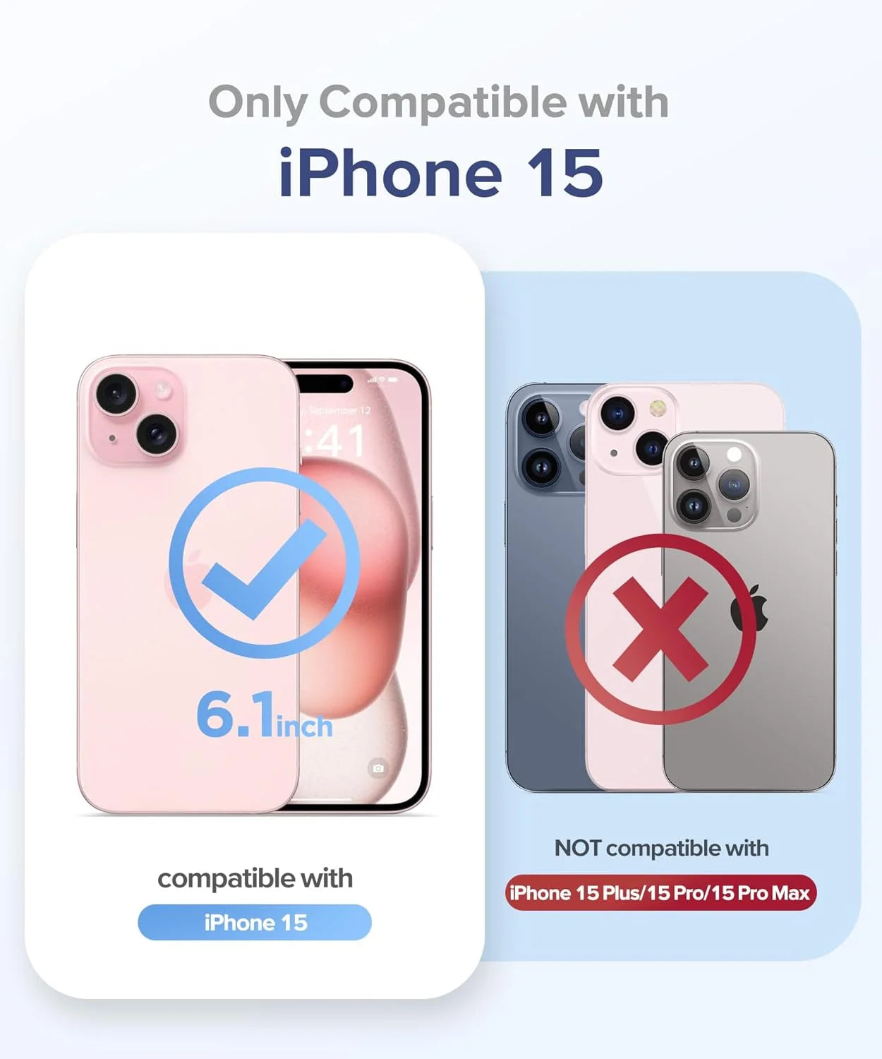 Heavy Duty Transparent Phone Case Designed for Apple Iphone 15 Clear Case with 2 Screen Protector and 2 Camera Lens, Shockproof Dropproof Slim Clear Case for Apple Iphone 15