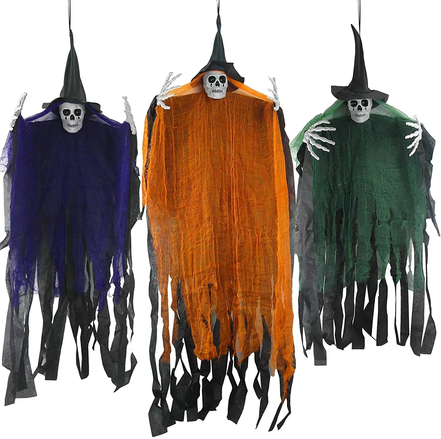 Halloween Hanging Ghost, 32 X 40 Inch  Hanging Halloween Skeleton Ghosts Decorations, Grim Reapers for Best Halloween Outdoor Decorations, Orange