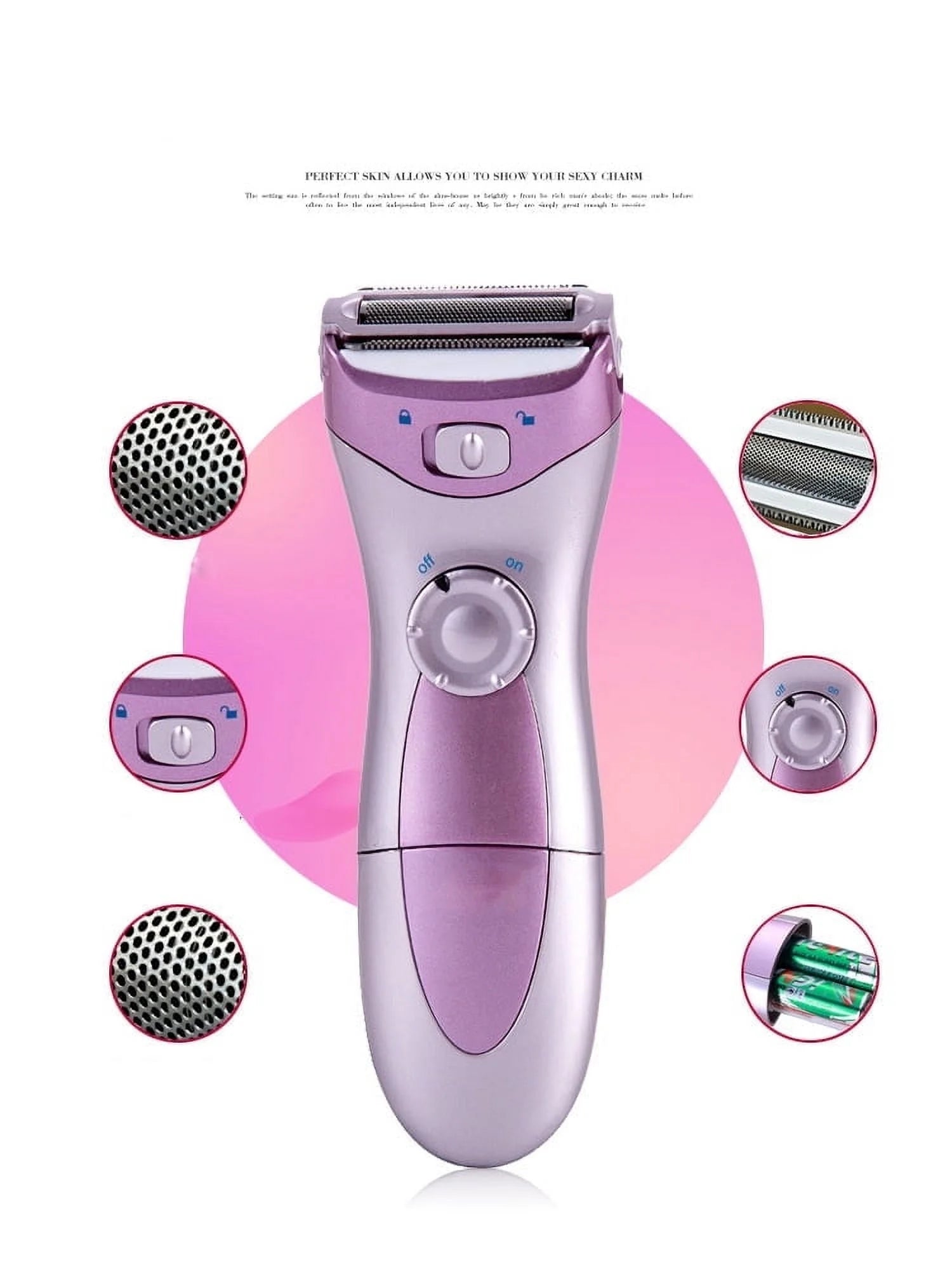 1 Pc Electric Shaver for Women,Shaver Wet & Dry Hair Removal Razor,Waterproof Body Hair Remover,Painless Electric Razor for Legs,Face & Bikini,Portable Trimmer for Face Legs Underarms