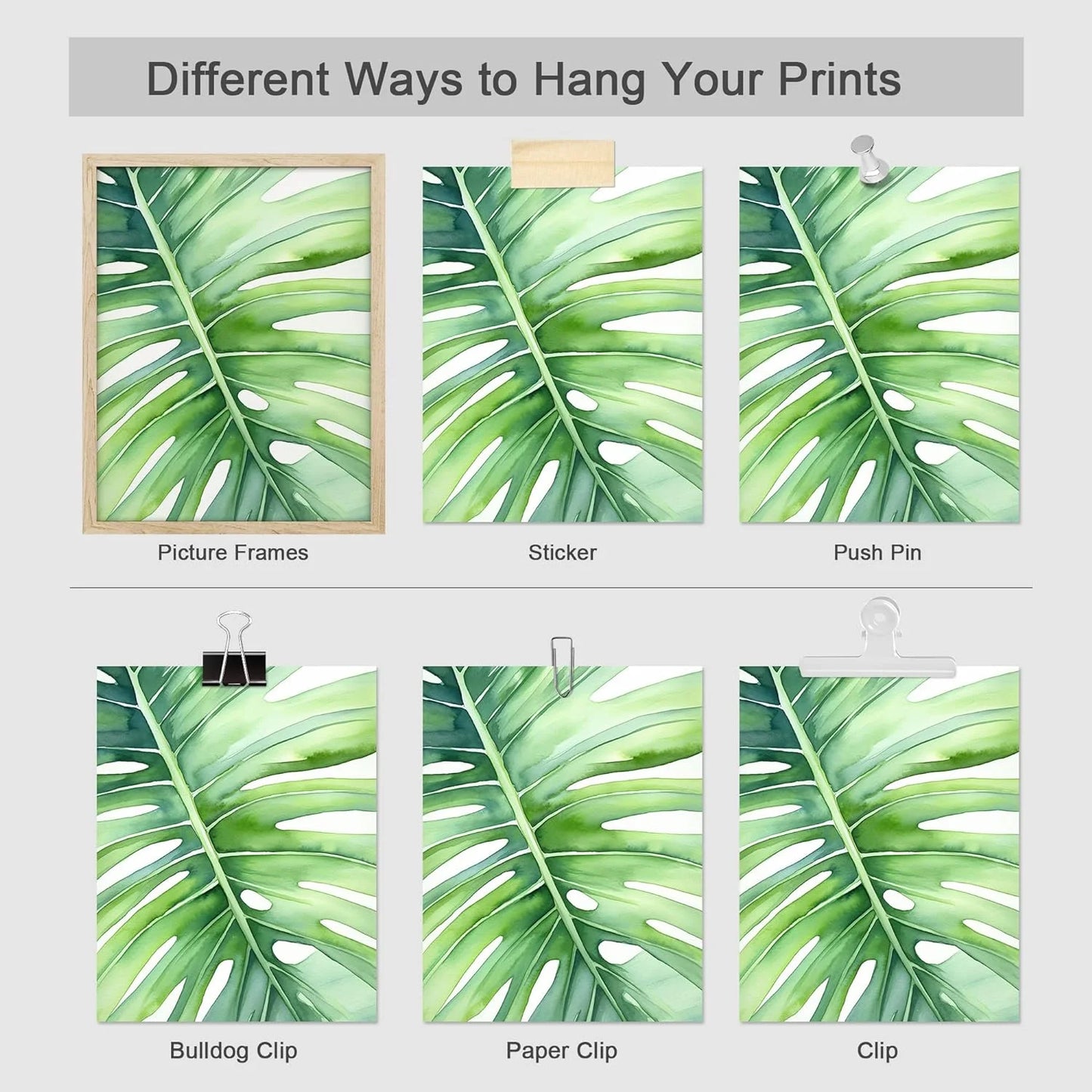 4 PCS Adhesive Canvas Posters Tropical Jungle Island Palm Leaf Collage Wall Prints Nature Wilderness Digital Modern Art Home Decorative Floral Zen Botanical Artwork - 12"X16"