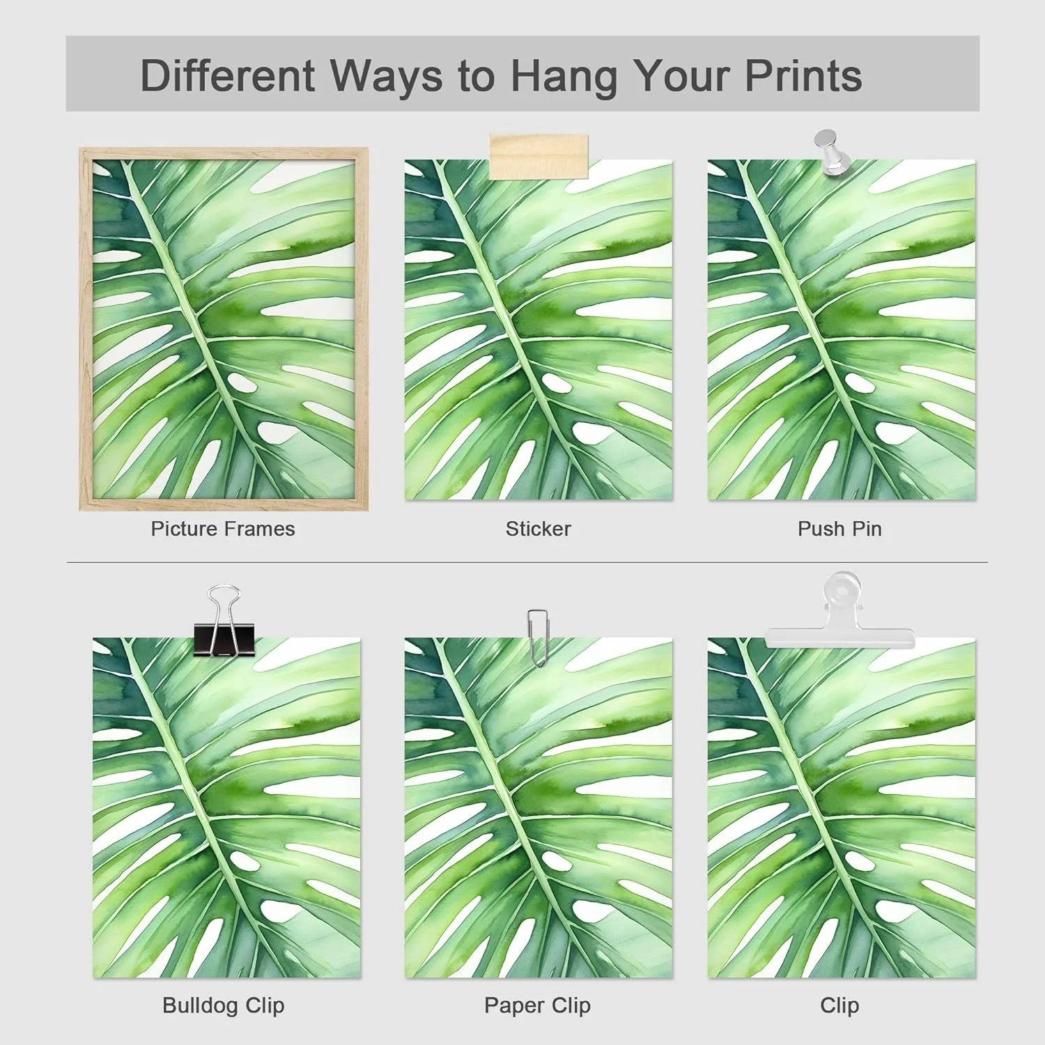 4 PCS Adhesive Canvas Posters Tropical Jungle Island Palm Leaf Collage Wall Prints Nature Wilderness Digital Modern Art Home Decorative Floral Zen Botanical Artwork - 12"X16"