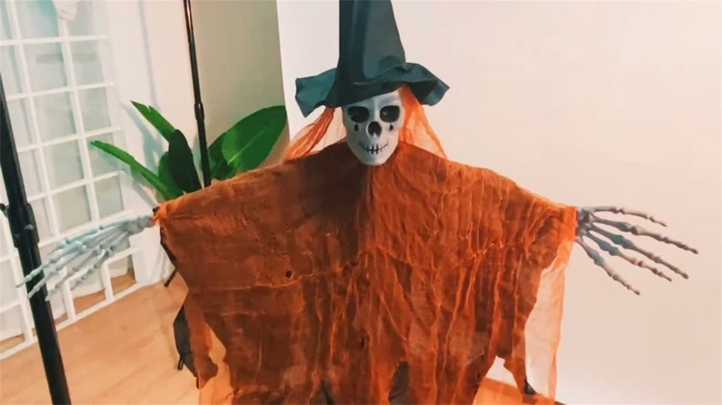 Halloween Hanging Ghost, 32 X 40 Inch  Hanging Halloween Skeleton Ghosts Decorations, Grim Reapers for Best Halloween Outdoor Decorations, Orange