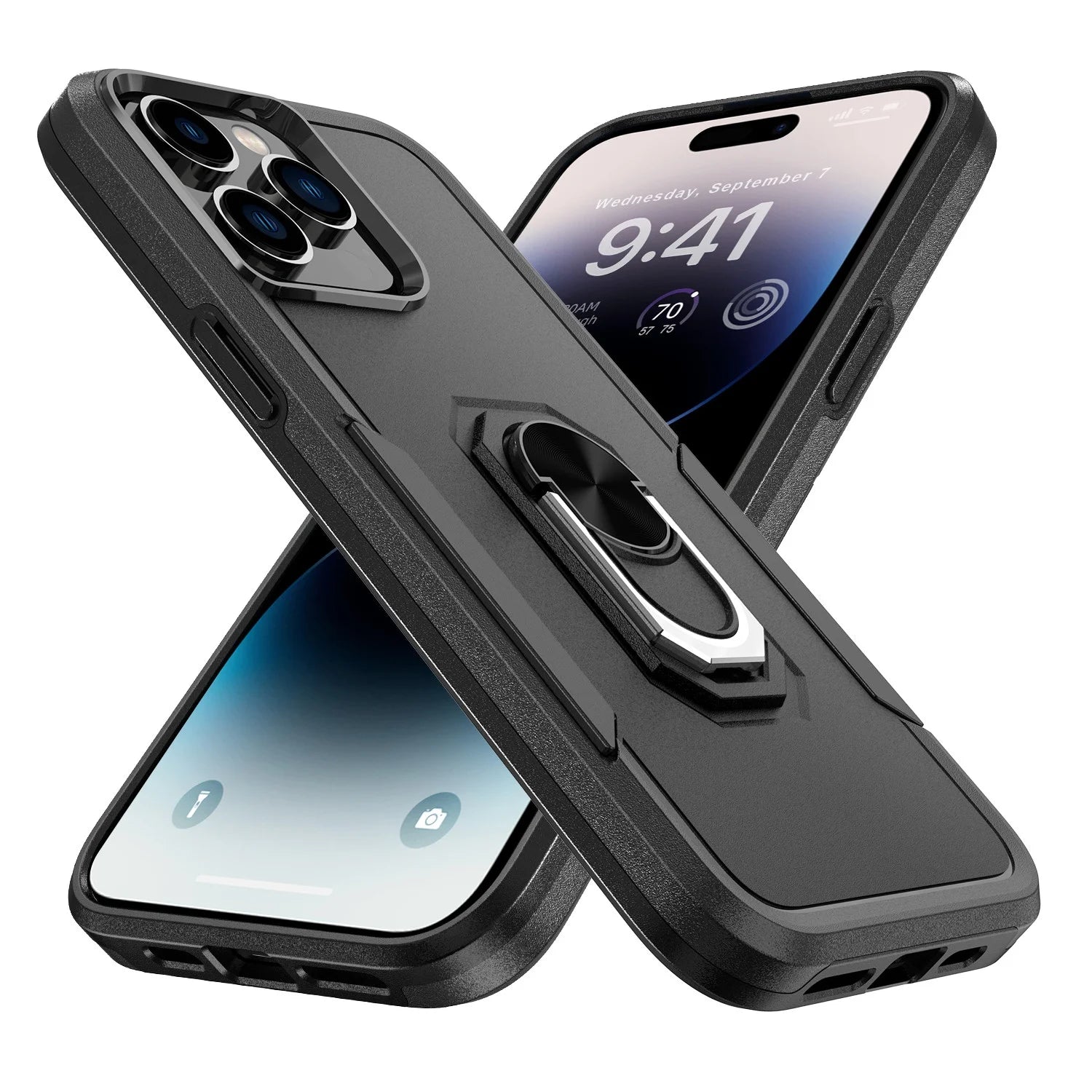 Phone Case with Ring Stand for Iphone 14 Pro Max/14 Pro/14 Plus/14 Shockproof Armor Cover, Black
