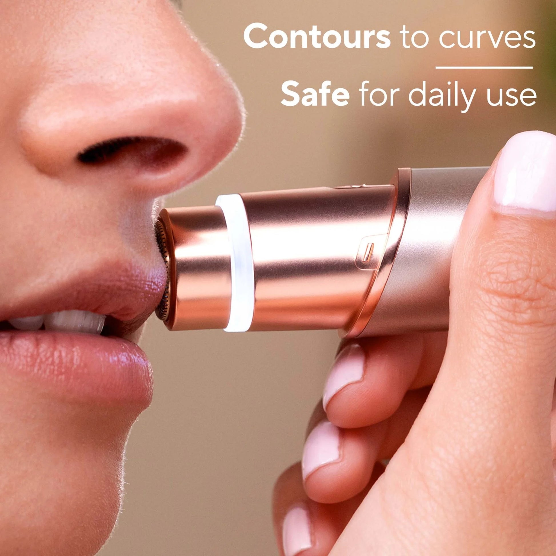 Finishing Touch  Facial Hair Remover for Women, Rose Gold Electric Face Razor with LED Light