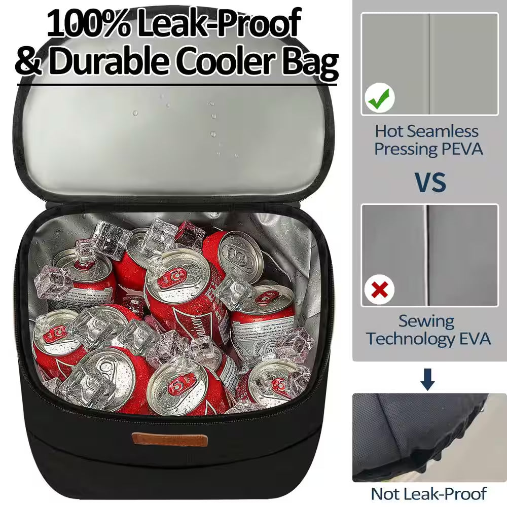 18 Qt. Waterproof Camping Cooler Backpack Insulated Leak Proof Lunch Cooler Bag for Work, Beach and Picnic, Black