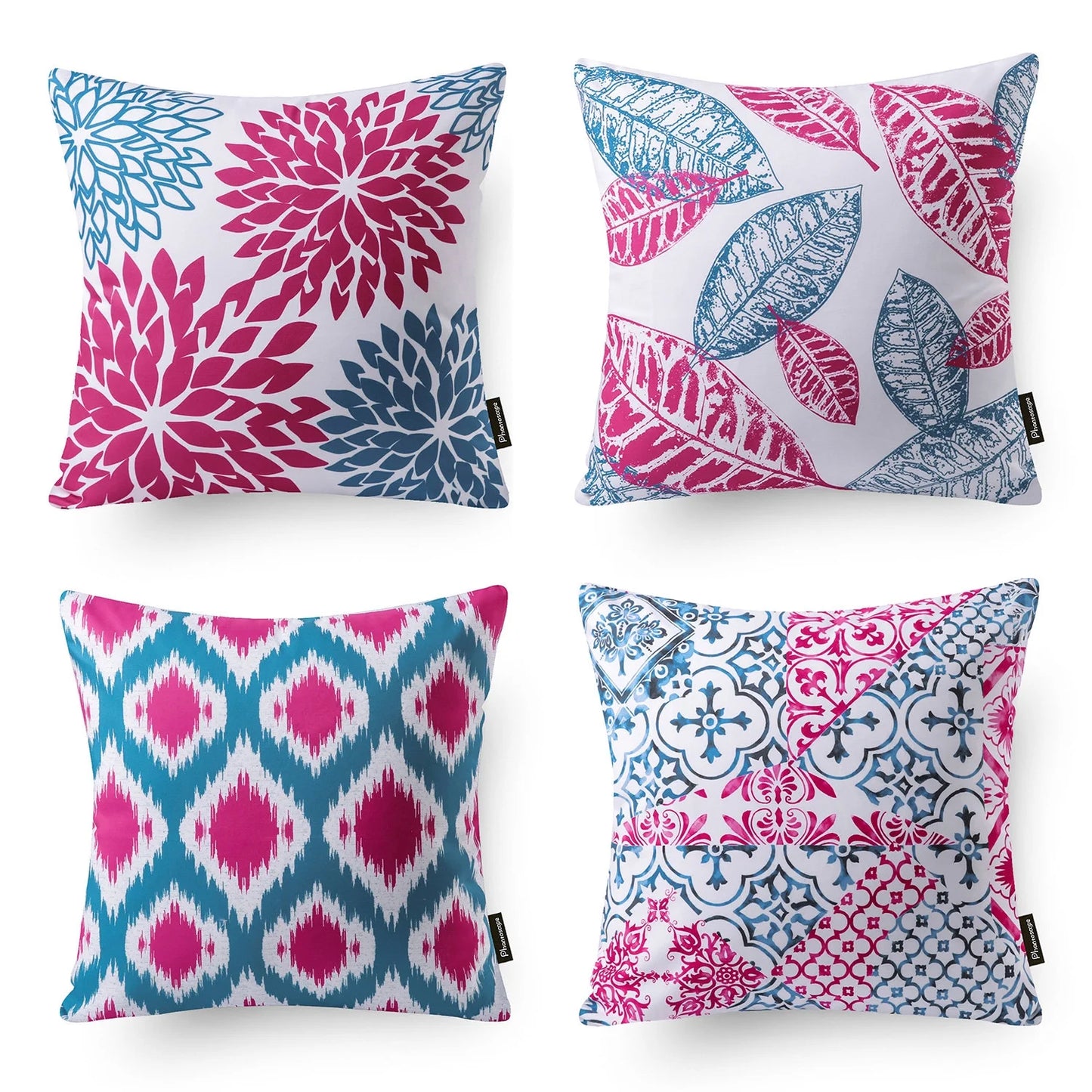 New Living Series Double-Sided Design Decorative Throw Pillow Cover, 18" X 18", Blue/Purple, 4 Pack